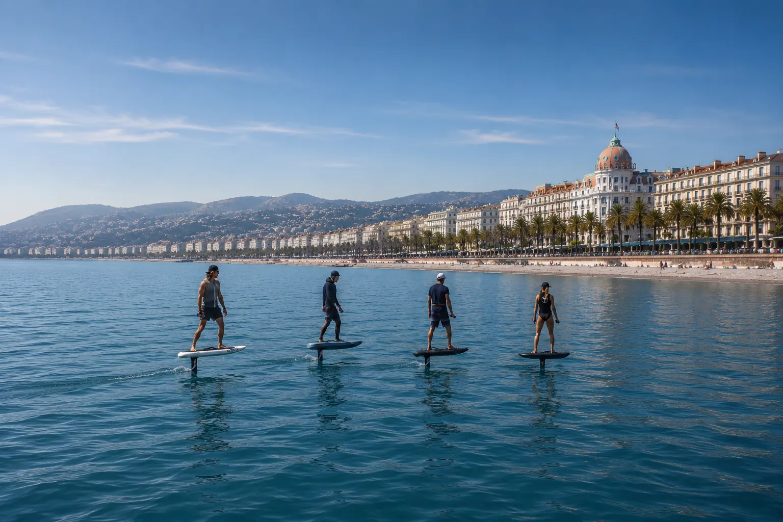 eFoil devant la Promenade des Anglais à Nice